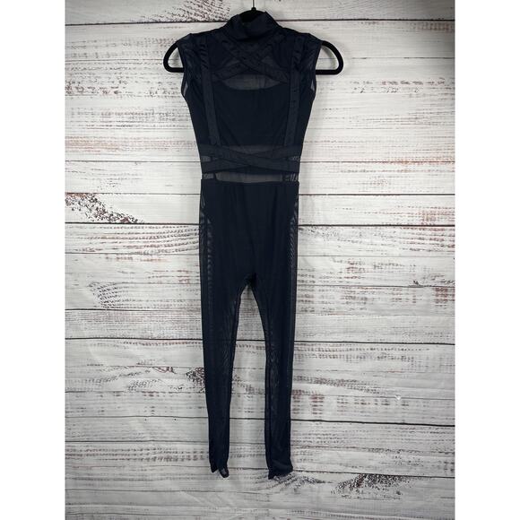 Weissman Pants - Weissman Leotard Women's XSA Black Mesh Long Sleeve Unitard Dancewear